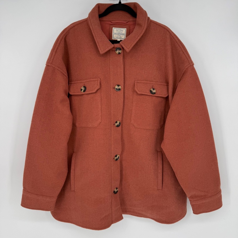 FAT FACE RUST‎ ORANGE FLEECE OVERSIZED SHACKET SIZE 20
